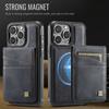 For iPhone 14 Pro Max Case AUTSPACE A12 Leather Phone Case with Detachable Card Bag