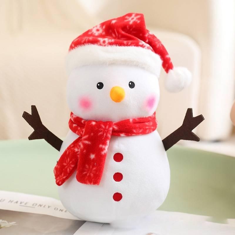 Adorable Plush Snowman Doll For Bedroom Decor Soft Stuffed Toy For Kids Christmas Gift