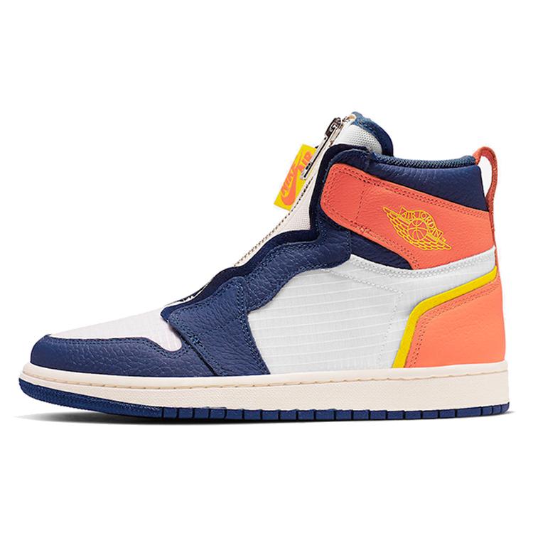 New JORDAN 1 Retro High Zip Blue Void Turf Orange Women's AQ3742-100
