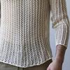 Men Mesh Top See Through Long Sleeves Round Neck Hollow-out Sexy Dress Up Polyester Men Bottoming Shirt Knitted Mesh Top Clothing for Male