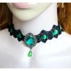 Gothic Black Choker Necklace for Women Vintage Goth Velvet Lace Collar Crystal Pendent Necklace Cosplay Party Jewelry