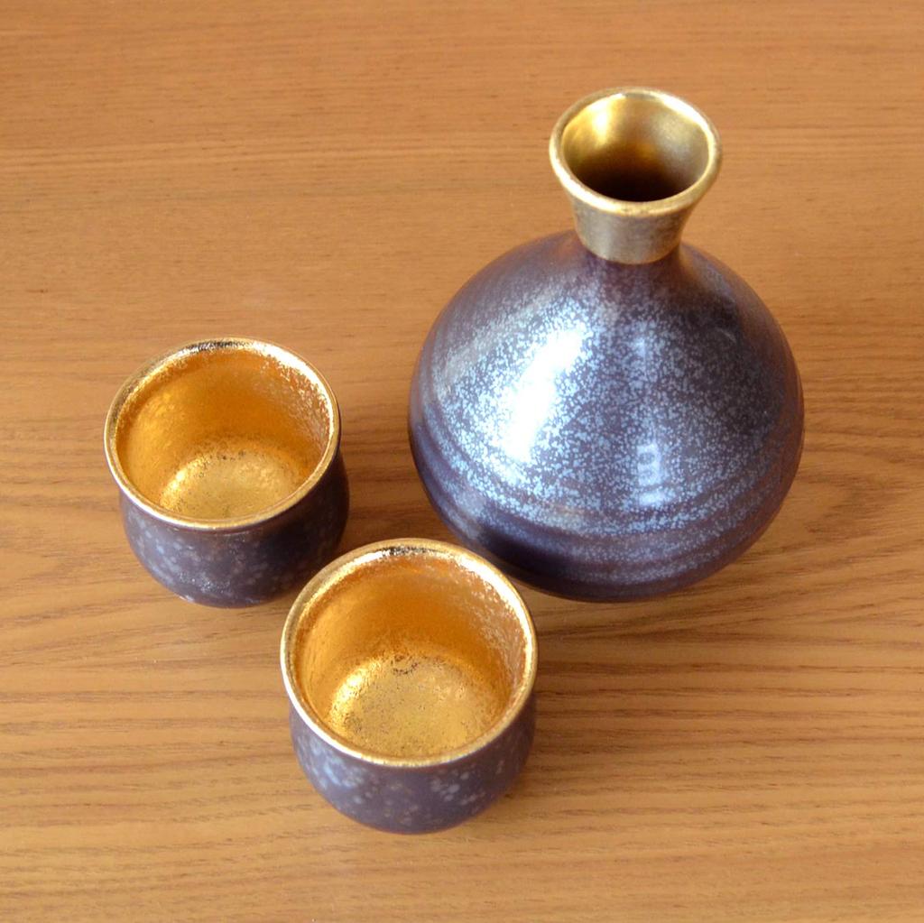Retirement Gift Sake Cup Tokkuri Ochoko For Japanese Arita 1 Sake 2 Cups Crystal Gold Gift in a Wooden Box with Gratitude Set, Set, Ceramic, Sake,