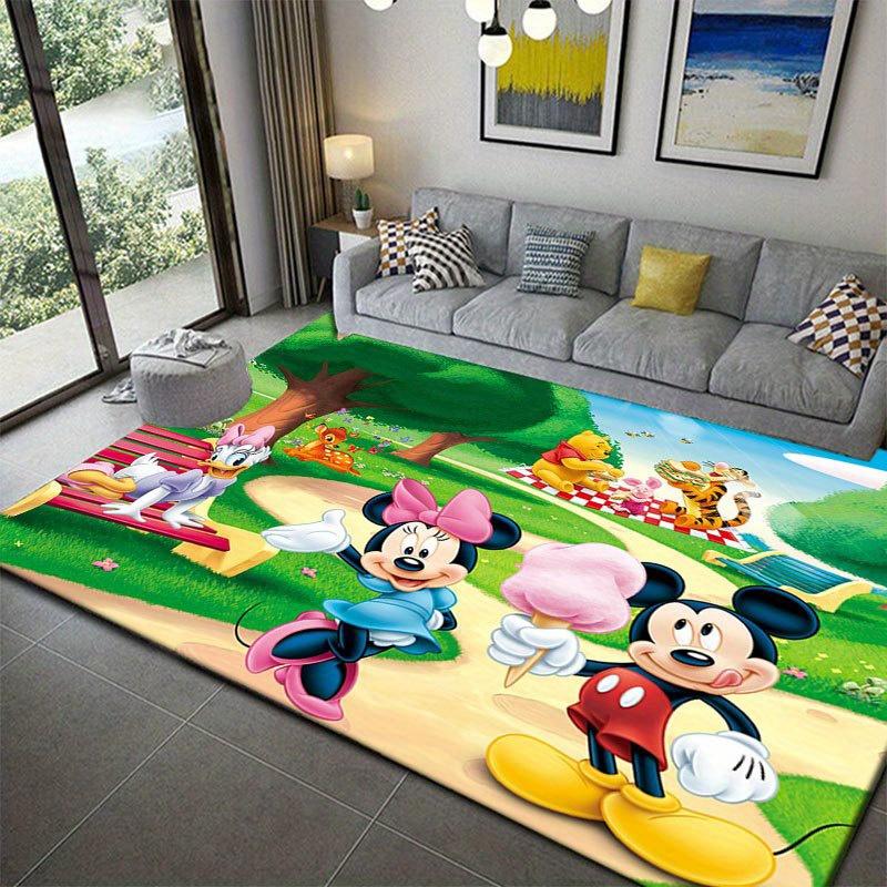 1 ks koberec Mickey a Minnie, protiskluzová podložka na podlahu, design kreslených postaviček, měkký samet, dekorace do místnosti, omyvatelný vnitřní koberec