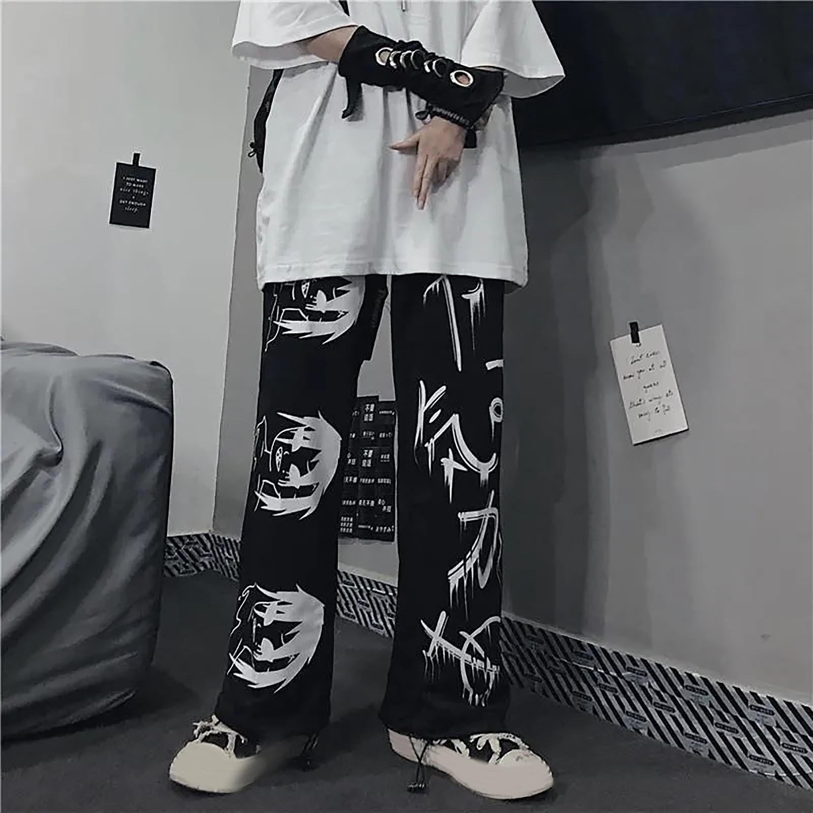 

Мужские модные темные азиатские прямые широкие спортивные штаны XXL чёрный