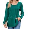 Fall Winter New Women's Solid Color Crew Neck Striped Loose Long Sleeve T-shirt Top, Leisure Leisure Foreign Trade for Europe America