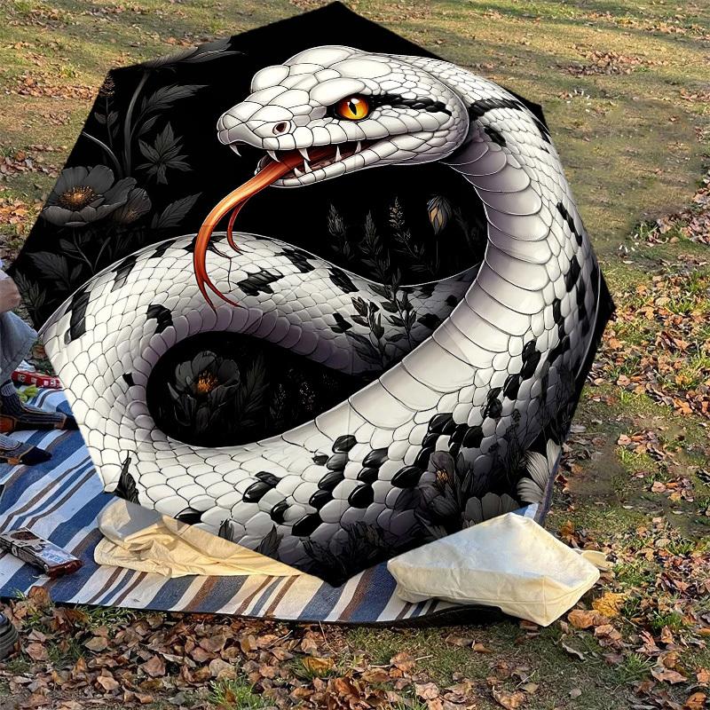 1PC Snake Flowers Umbrella-8-Rib Reinforced Portable Folding Travel Suitable for All Seasons Outdoor Daily Use-J368