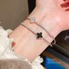 Copper Zircon Flower Double Layer Open Bracelet For Elegant Fashion Accessories