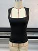 2026 European & American Women's Summer Square Neck Sleeveless Vest T-shirt - Comfortable Casual Top