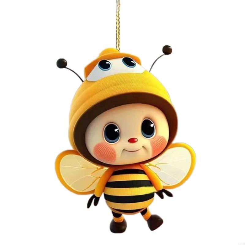 62KD Bees Ornament,Car Mirrorr Hangings Decorations Acrylic Car Rear View Mirrorr Hold