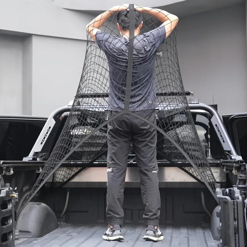 Multi Purpose Tailgate Organizer Universal Truck Bed Net Elastic Cargo Mesh Polyester Light Load Secure Transport Quick Release