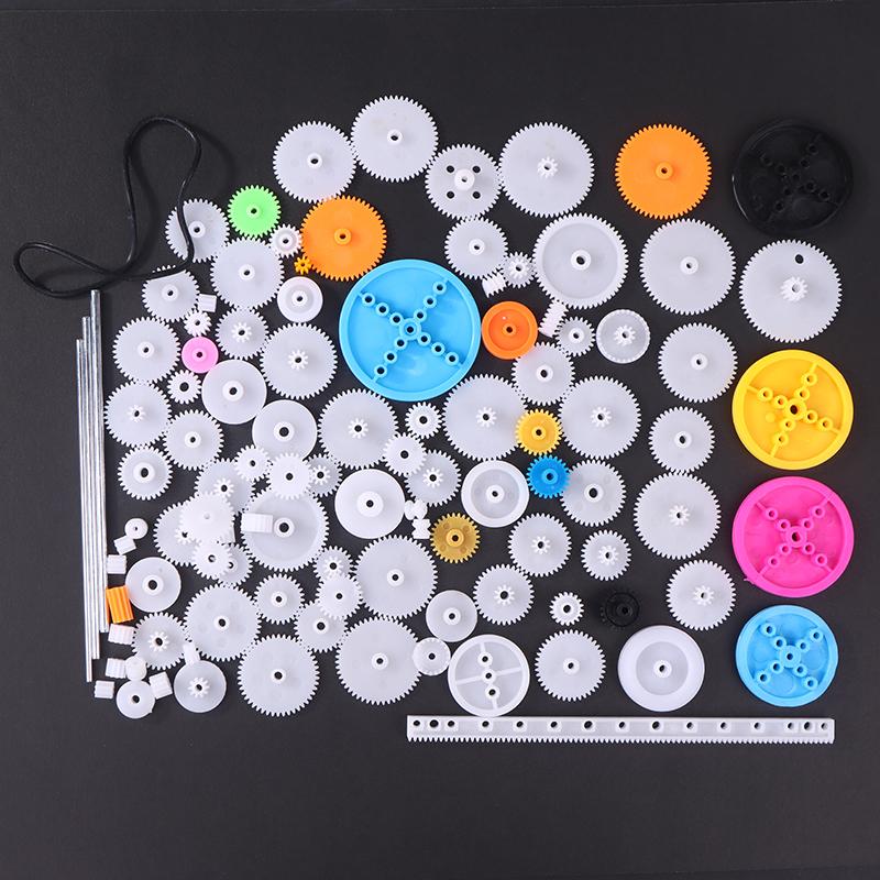 106Pcs Gear Kit Assortment Single Gears Rubber Band Diy Shaft Gear Toothed Wheel For Toy Model Making Motor Rc Car Education Toy