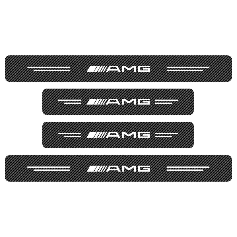 4Pcs Car Door Plate Carbon Fiber Threshold Protector Sticker Decals For Mercedes-Benz AMG C500 C200 C300 A B C E GLA CLA GLK GL ML GLE W204 W205 W203
