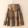 Plus Size Women's T-shirt Spring Loose Plaid Drawstring Long-sleeved Hooded Pullover