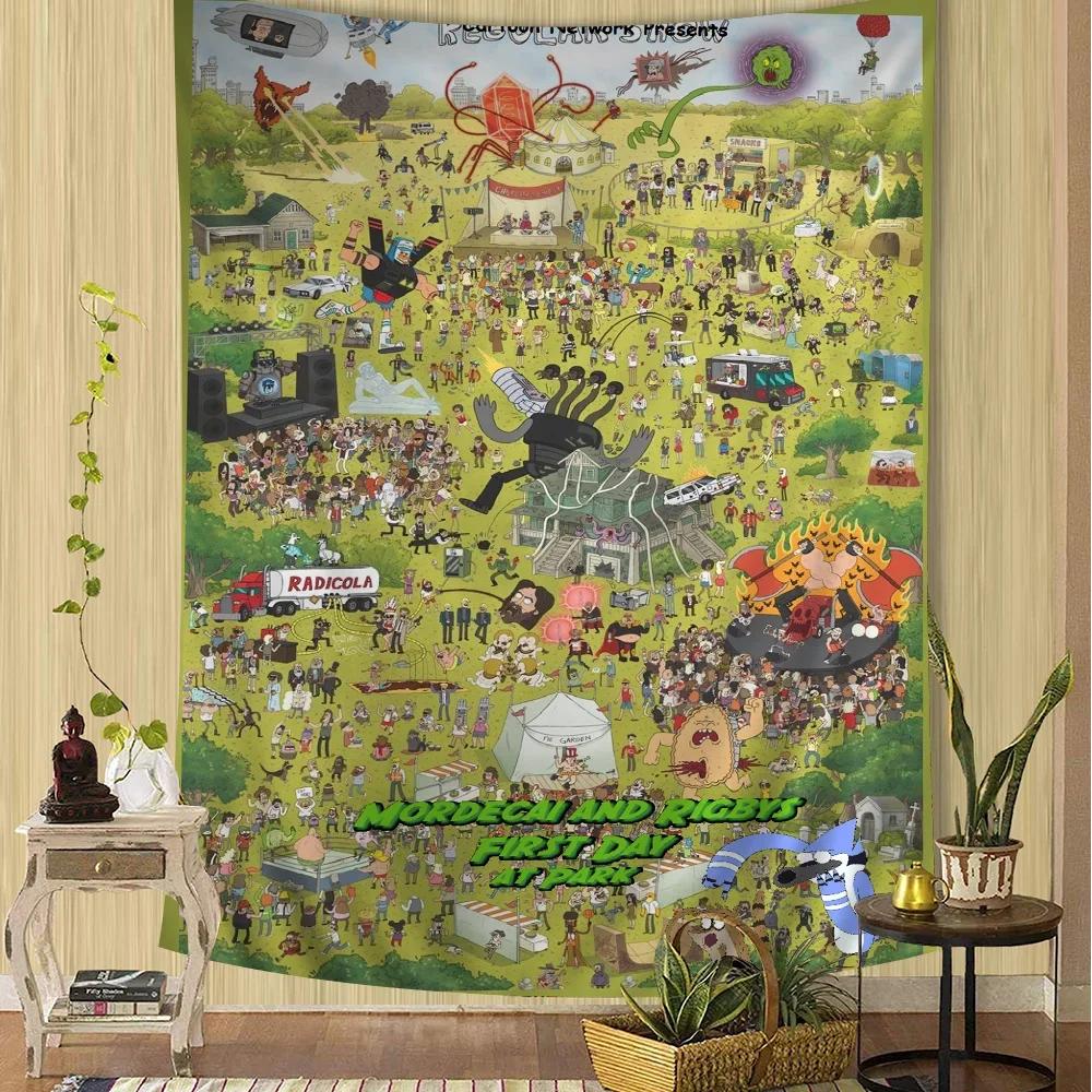 RRegular Cartoon Show Printed Large Wall Tapestry Hanging Tarot Hippie Wall Rugs Dorm Home Decor