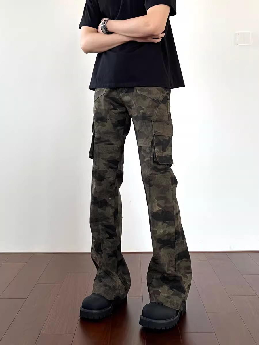 

Women s High-Waisted Camouflage Micro-Flare Jeans - Comfortable, Versatile, Summer Casual Pants 3XL камуфляжний