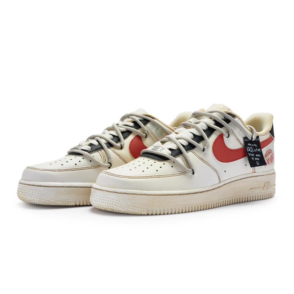 Nike Air Force 1 Low top Skateboard Shoes GS Beige White Red DH2920-111(Team80-)