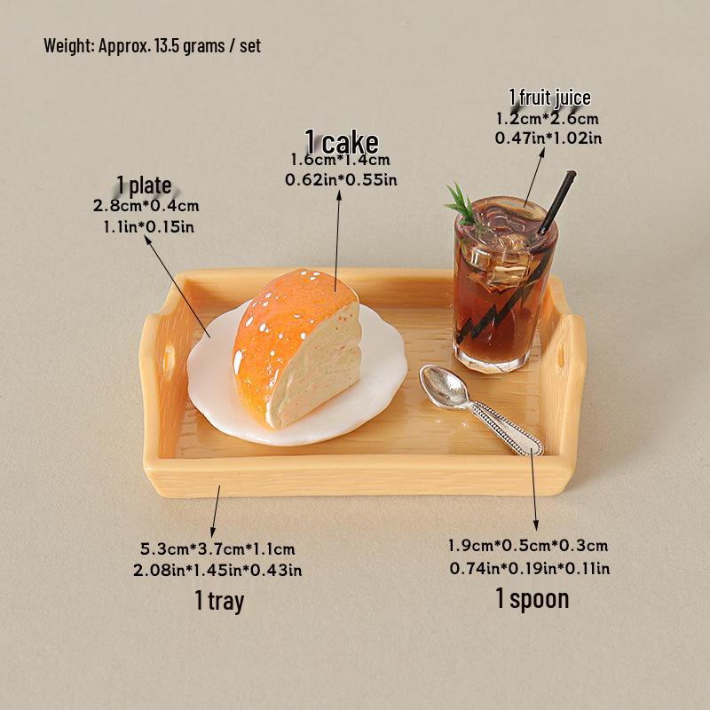 

Dollhouse Miniature Juice & Cake Display Set with Tray & DIY Spoon