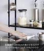 Yamazaki Jitsugyo 1992 Stove Side Rack with Wipeable 2 W50 X D14 X Gap Seasoning Hook Included Bottom, Tiers, Black, Approx. H48.5cm, Tower, Storage,