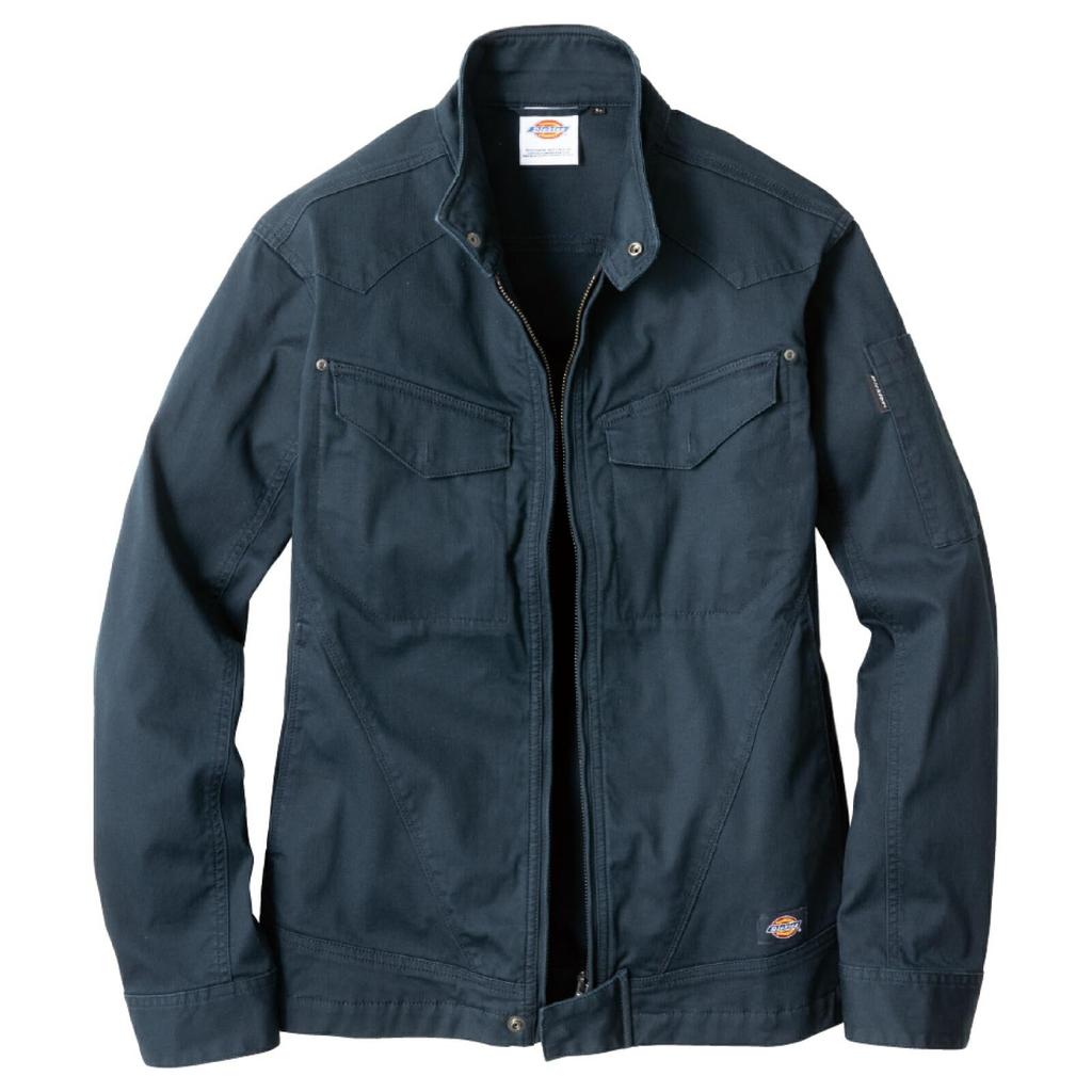 Dickies D-2910 Long Sleeve Work Jacket, Stretch Herringbone Fabric, Stylish for Men and Women, Navy, Size M, with Dickies CO-COS Pro Uni Sticker