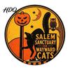 Halloween Theme Wall Art Retro Sign Round Metal Decorative Vintage Illustration Sign Rustic Decor for Living Room Party Decoration Nostalgic Hanging