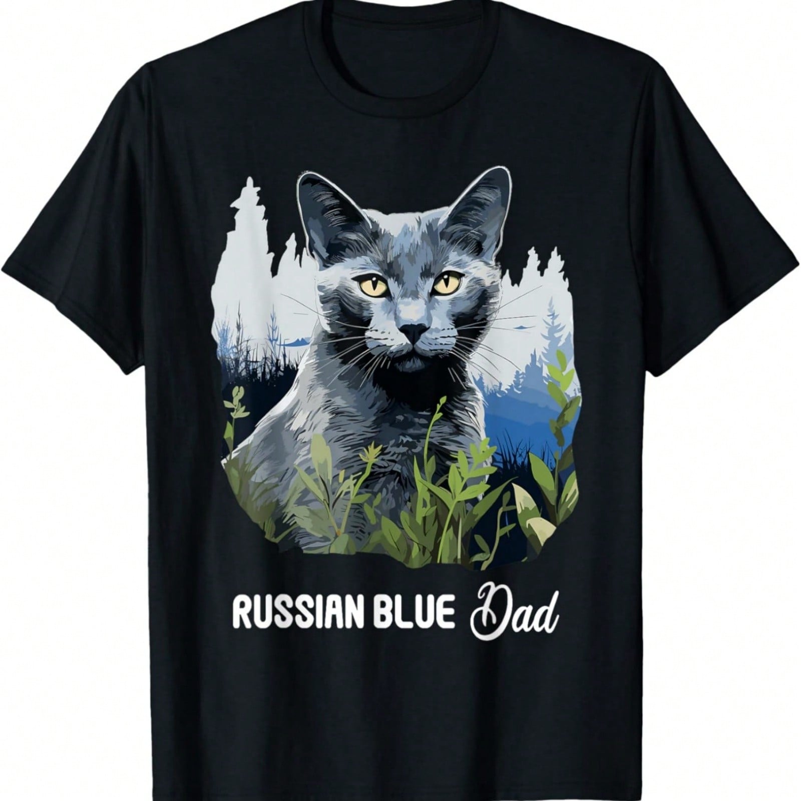 Russian Blue Cat Flower T-Shirt S разноцветный