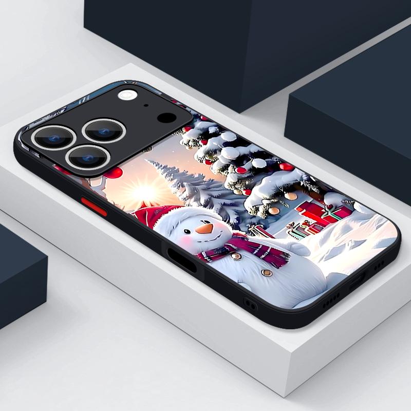 For iPhone 17 Pro Max Case Christmas Elk Snowman Hybrid TPU+PC Cover For iPhone 13 15 14 12 11 17 Air Funda iPhone 16 Pro Max