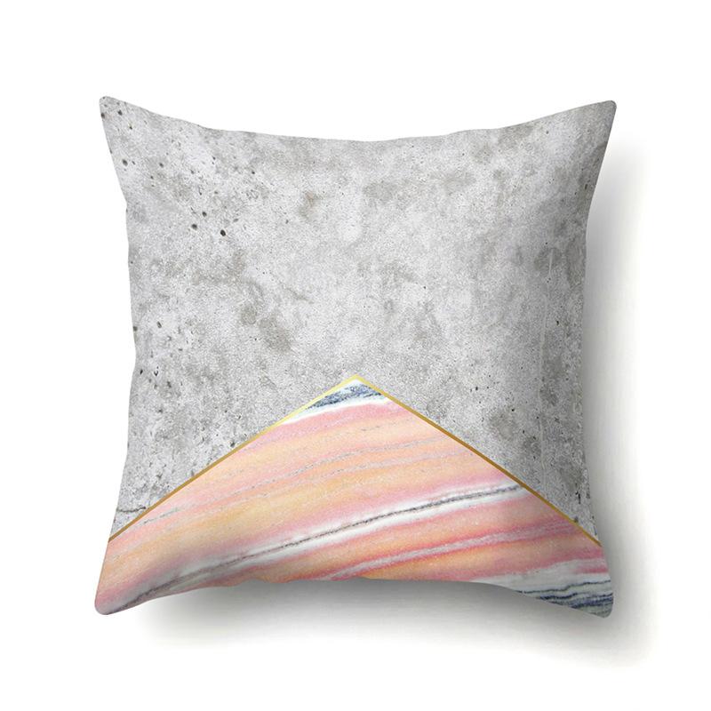 Polyester Pillowcase Marble Nordic Ins Style Geometric Printed Peach Leather Velvet Living Room Sofa Pillowcase