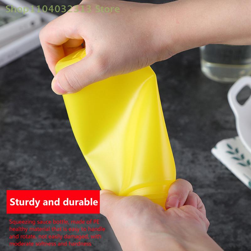3 Holes Squeeze Sauce Dispenser Bottles with Lids Kitchen Oil Seasoning Mustard Salad Storage Jar Condiment Tool for Home