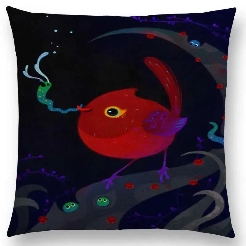 Super Cute Cartoon Animals Pufferfish Cushion Cover Lovely Bird Sweet Nest Interesting Fish Cat Frog Fox Throw Pillow Case Hogar