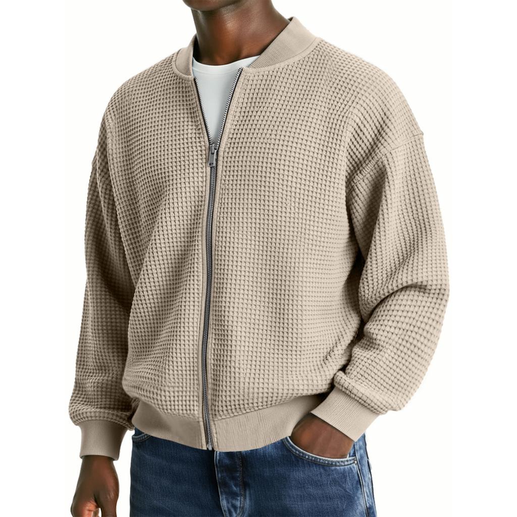 Men's Leisure Sports Round Neck Waverg Long Sleeves Coat