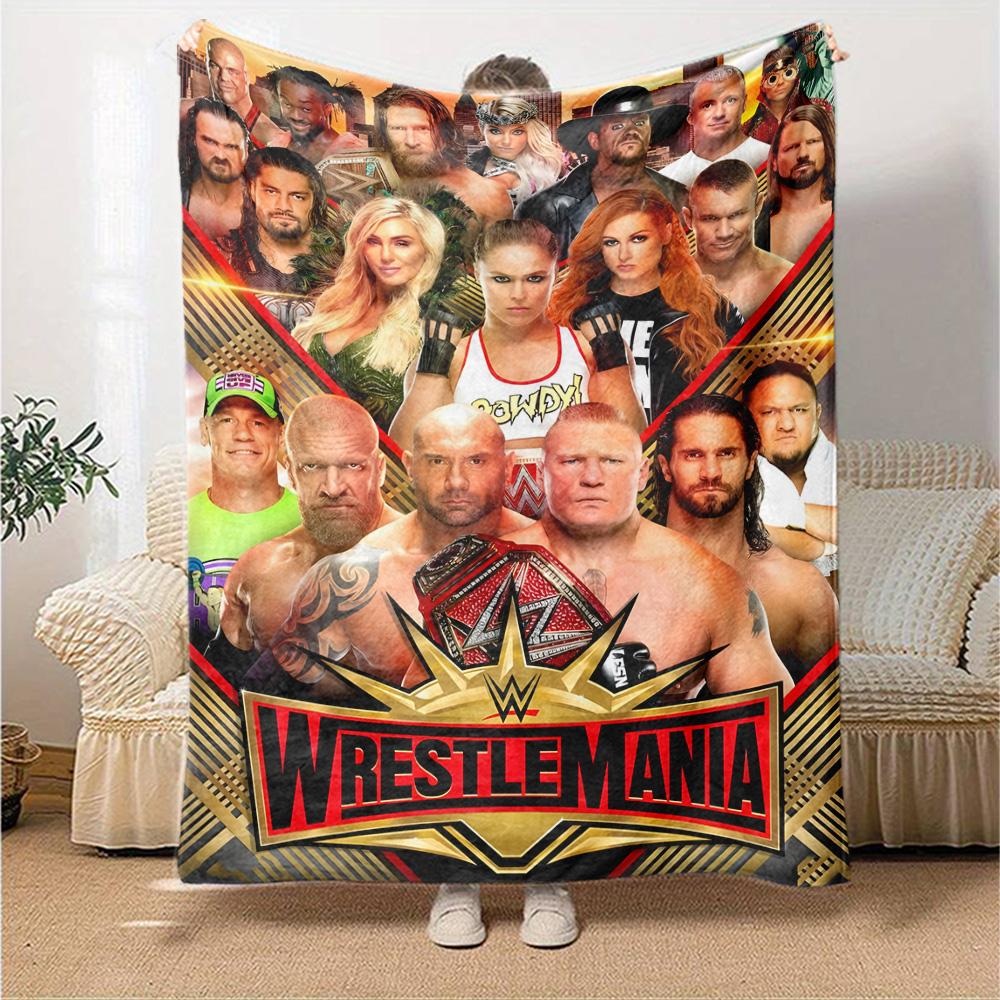 Wrestlemania Blanket Soft Warm Cozy Great for Seaside Sofa Bedding Four Seasons Multipurpose Stylish Decor Ideal Gift for Friends Family Couples Picni