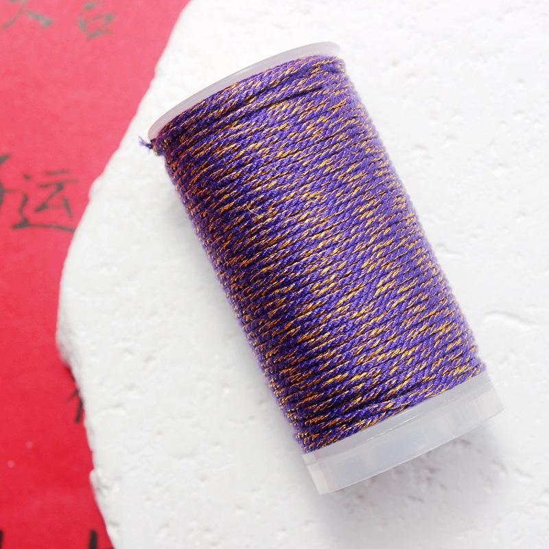 1.0/1 2Mm Sprinkling Gold Thread Plus Gold Hand Rubbing Cotton Thread 18 Strands Non-Elastic Hand Cotton Thread 25 Meters Roll Diy Braided Rope Wenwan