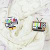 Retro Vintage TV Pin No Signal Television Brooches Fashion Antenna TV Pins  Jewelry