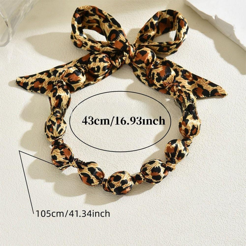Floral Printed Women Scarf Necklace Bohemia Style Soft Boho Style Neckerchief Bowknot Comfortable Retro Leopard Print Choker