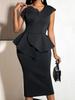 Women Chic Peplum Bodycon Midi Dress Off Shoulder Ruffle Elegant Evening Party Formal Dresses