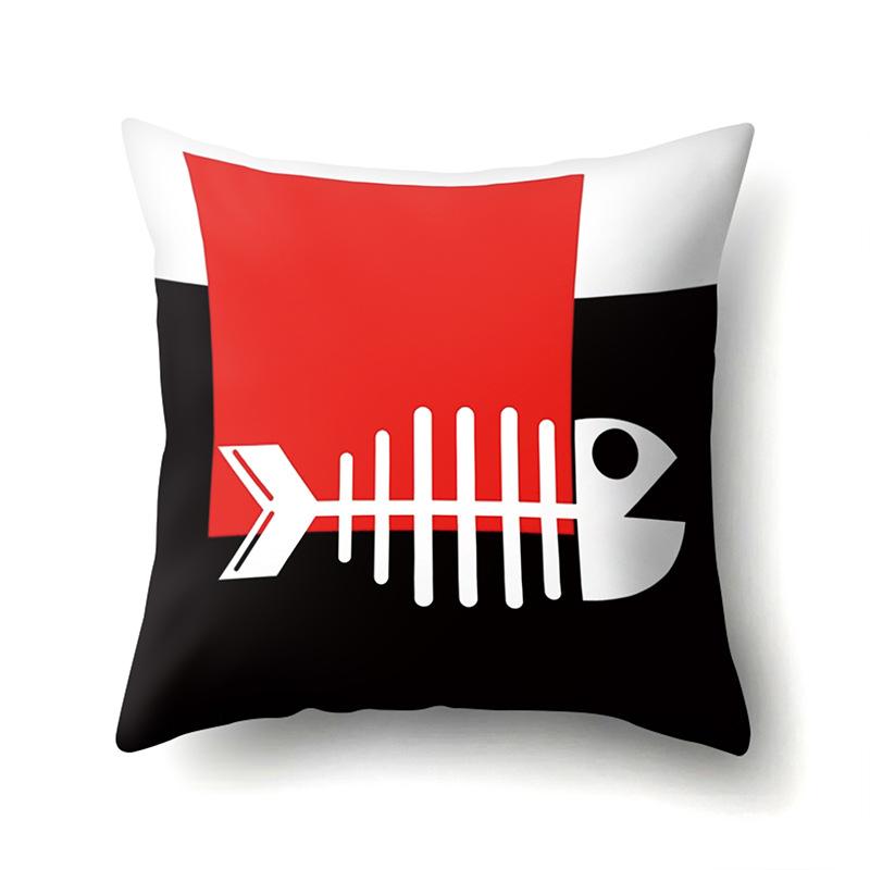 Polyester Pillow Case Car Black and Red Geometric Circle Lines Decorative Home Print Pillow Bedside Cushion Cover