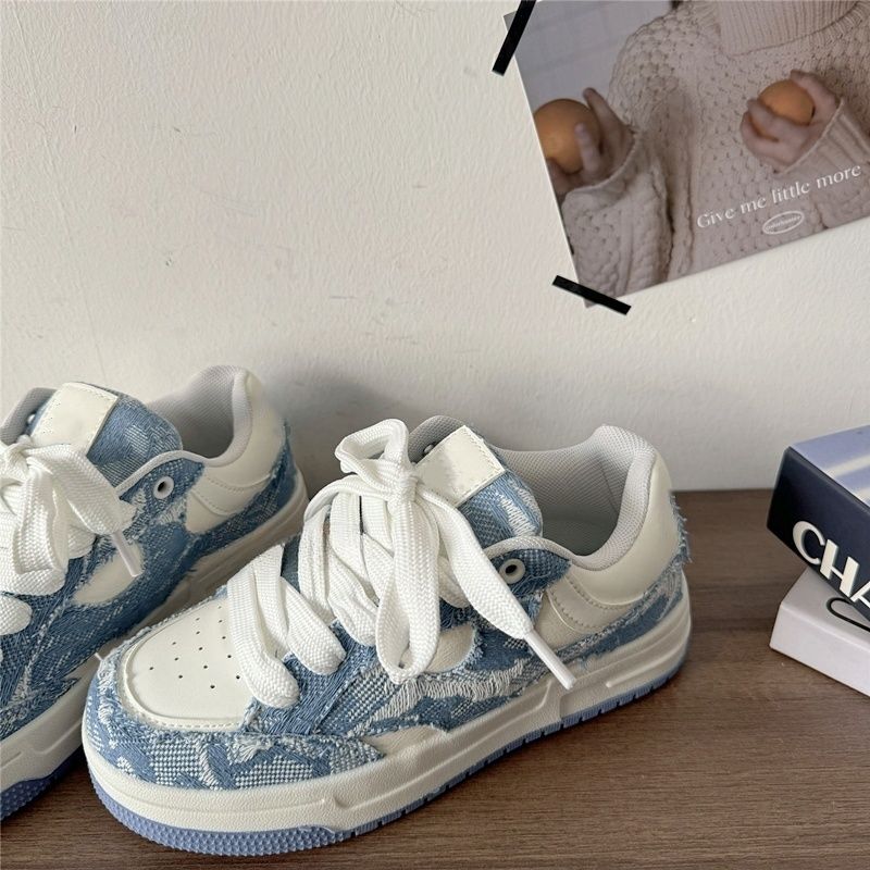 Niche Denim Blue Board Women's Ins Tide  Spring New Versatile Platform Casual Shoes