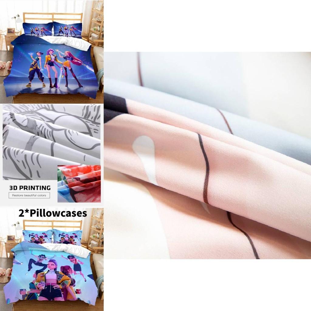 Kpop Demon Hunters Threepiece Bedding Set With Print For Modern Bedroom Decor