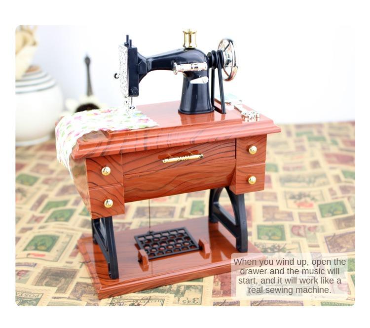 Retro Nostalgic Simulation Sewing Machine Music Box Desktop Music Box Atmosphere Decoration Creative Gift Home Decoration Gift