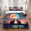 3pcs Anime Cat Moonlight Bedding Set - Includes One Quilt Cover and Two Pillowcases (No Core) - Home Decor Gift for Bedroom and Guest Room D