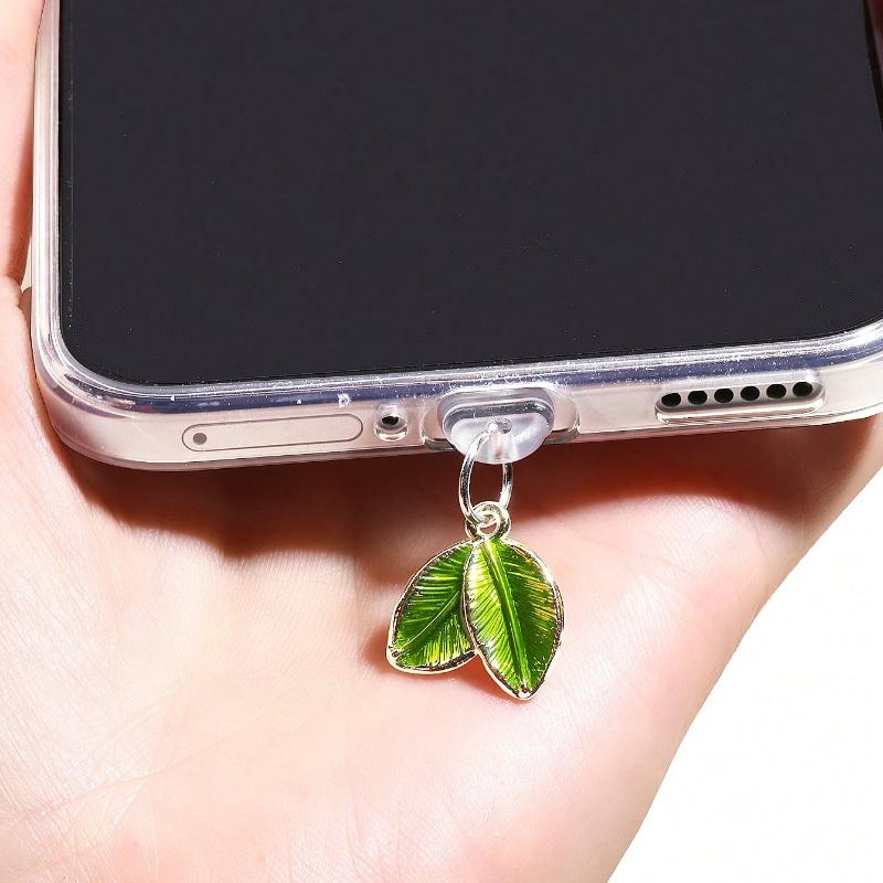 

1pc Creative Green Leaf Shaped Dust Plug Compatible with iPhone/Type-C Charging Port & Data Port For Type-C