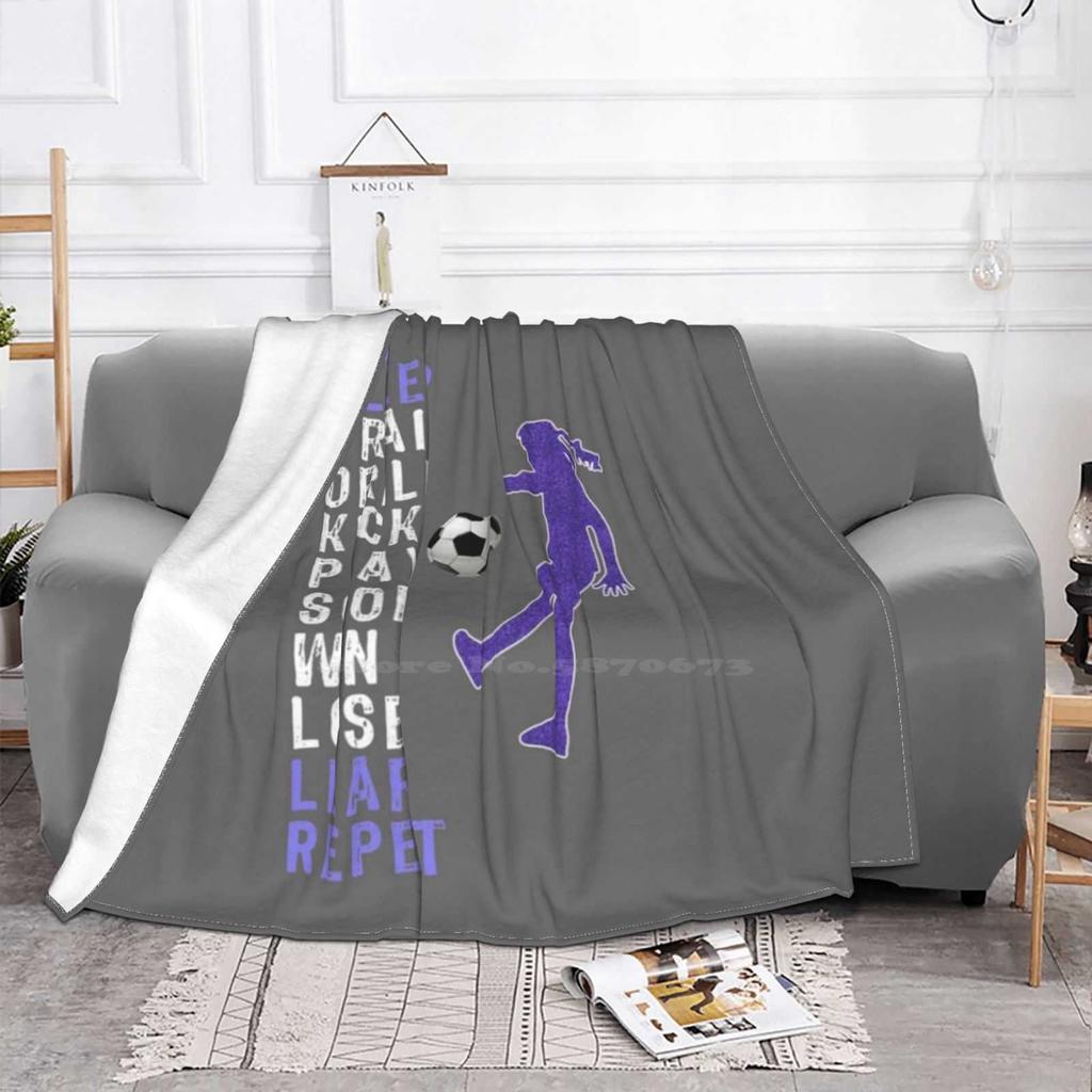 Funny Girls Soccer & Football Gift Design Eat Sleep Soccer Repeat Fashion Soft Warm Flannel Blanket Boys Soccer Christian