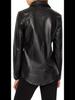 Casual Stylish Women 100% Lambskin Leather Designer Handmade Genuine Shirt Black