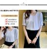 Short Chiffon Stylish Summer Fog [Xiaoyu] Women's Blouse, Sleeve, Office, Shirt, V-Neck, Top, Business, Commuting, Washable, Spring, (L, Blue)