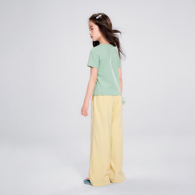 Girls' Faux Two-Piece Short Sleeve T-Shirt & Wide-Leg Pants Set