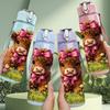 1PC Highland Cow Spring Flower Print 750ml Color Plastic Sports Water Bottle Leakproof Flip Straw Lid Suitable for Sports Office Home Use