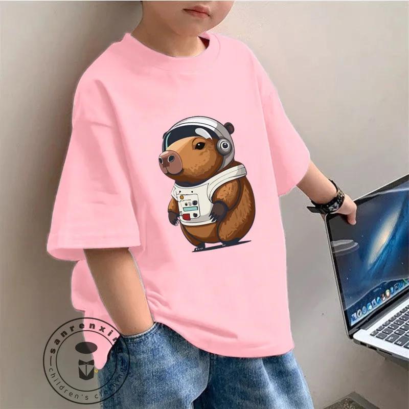 Cute children's fashionable T-shirt Capybara illustration perfect for summer wear
