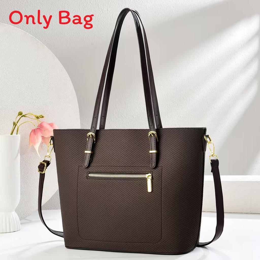 Classic Pu Large Capacity Tote Bag With Zipper Closure For Daily Use Women