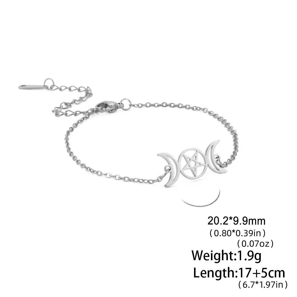 Lemegeton Stainless Steel  Goddess Bracelet Women's Stainless Steel Pentagram Pendant Bracelet Magic Pentagram Jewelry Gift