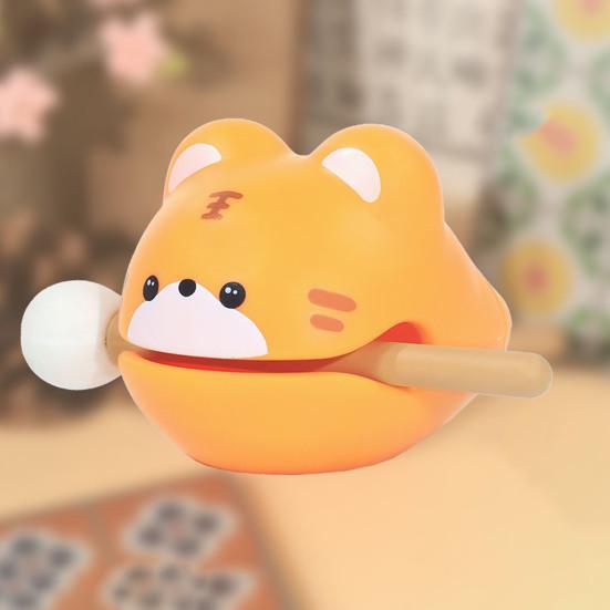 Cartoon Animal Wooden Fish Toy with Hammer Stress Relief Meditation Calming Percussion Instrument Desktop Resin Wooden Fish Decoration